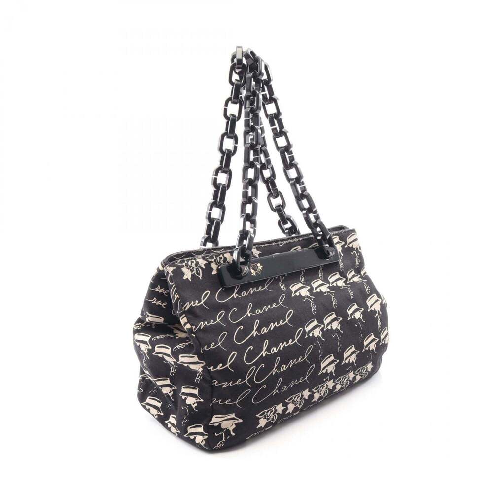 CHANEL Black Canvas Logo Tote Bag - Picture 2 of 11